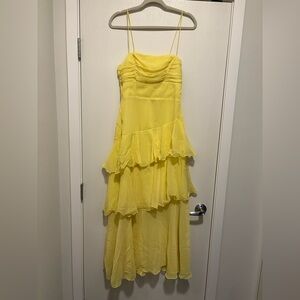 Chic Yellow Layered Maxi Dress